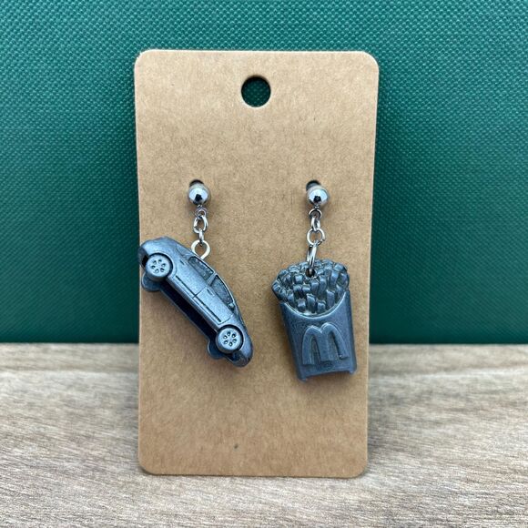 Upcycled Game Piece Earring-Hypoallergenic-Whimsy Dangle, Eco-Friendly, Handmade - Picture 1 of 6